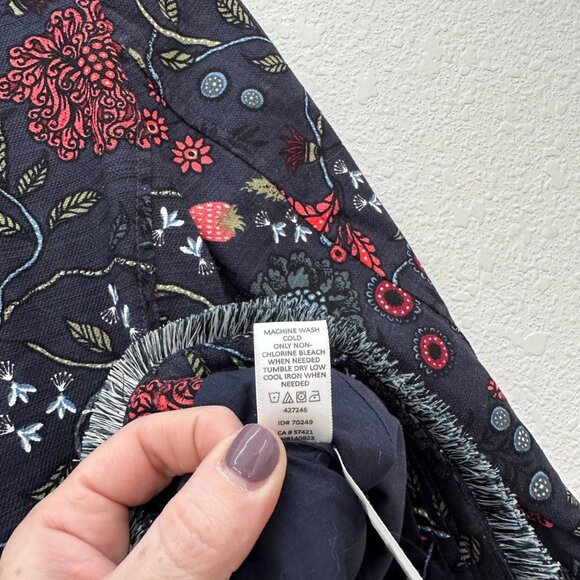 Loft Primavera Strawberry Floral Fringe Open Front Blazer Womens 6 Petite NEW - Picture 5 of 6